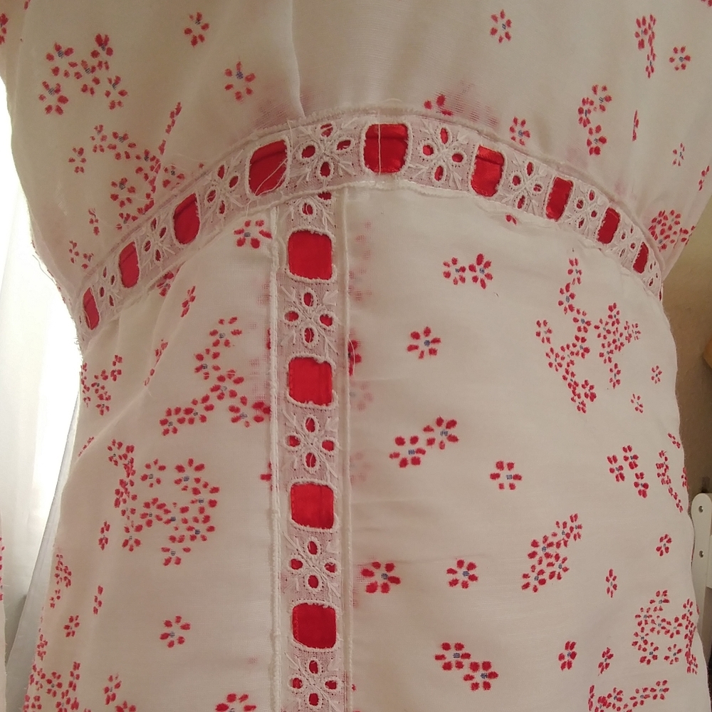 Vintage 70s Maxi Dress Puff Sleeve Floral Print 2 - Picture 6 of 16
